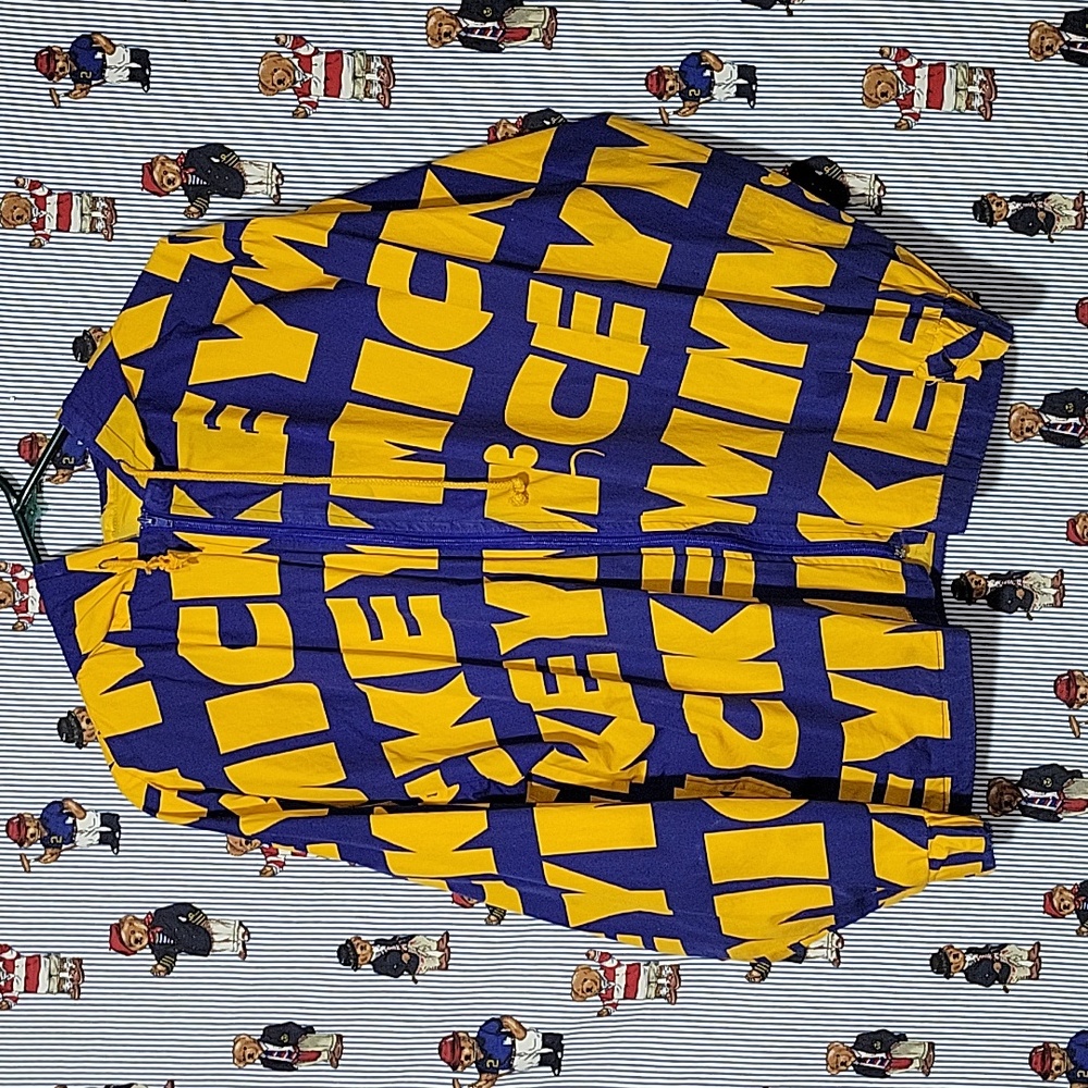 Vintage Mickey & Co Mickey Mouse all over print spell out hooded jacket